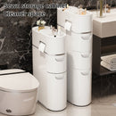 Armário de Armazenamento de Plástico Branco Estilo Clássico com 3/4 Andares e Gavetas, Organizador Multifuncional à Prova d'Água para Banheiro, Cozinha, Sala de Estar - Formato Retangular, Organizadores e Armazenamento para Banheiro, Armazenamento Sob a C