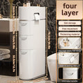 Armário de Armazenamento de Plástico Branco Estilo Clássico com 3/4 Andares e Gavetas, Organizador Multifuncional à Prova d'Água para Banheiro, Cozinha, Sala de Estar - Formato Retangular, Organizadores e Armazenamento para Banheiro, Armazenamento Sob a C