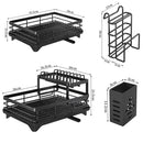 Escorredor de Louça Rack De Cozinha 2 Andares Preto Yesop