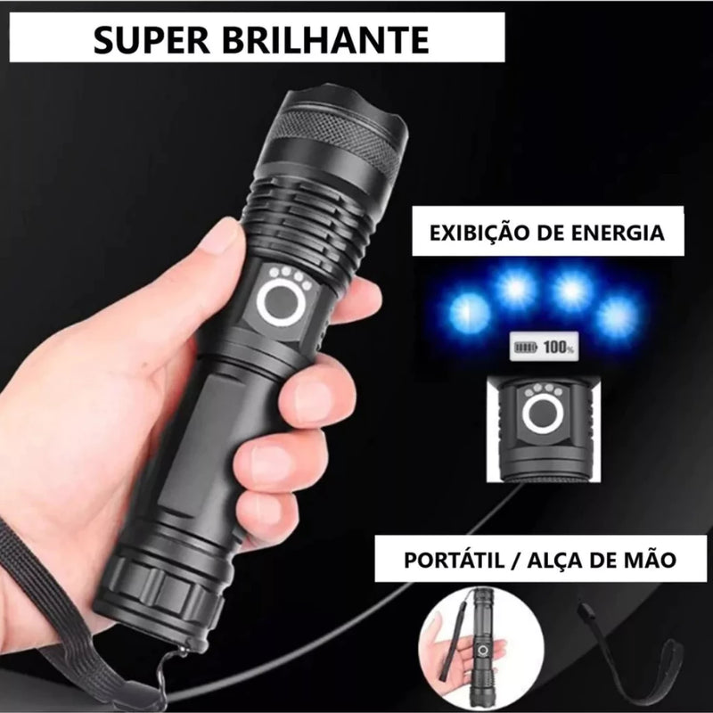 Lanterna Super Potente T9 P90/P50 Tática Forte Potente Sitio Fazenda Acampamento Camping Segurança