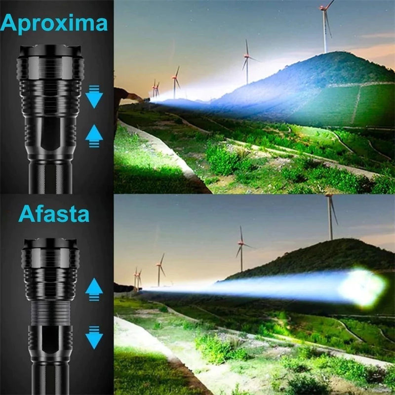 Lanterna Super Potente T9 P90/P50 Tática Forte Potente Sitio Fazenda Acampamento Camping Segurança