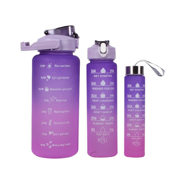 [OFERTA 🔥] Kit Garrafa Colorida Motivacional Squeeze – 03 Peças