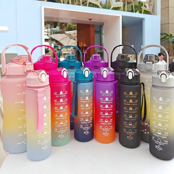 [OFERTA 🔥] Kit Garrafa Colorida Motivacional Squeeze – 03 Peças