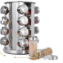 Porta Tempero Inox Giratório Vidro 12 Potes 360