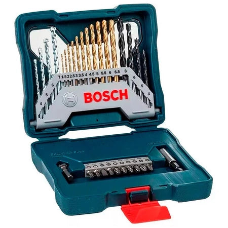 Furadeira Industrial Impacto 3/8 Reversão 450W GSB 450RE + Estojo 30 Peças X-Line BOSCH