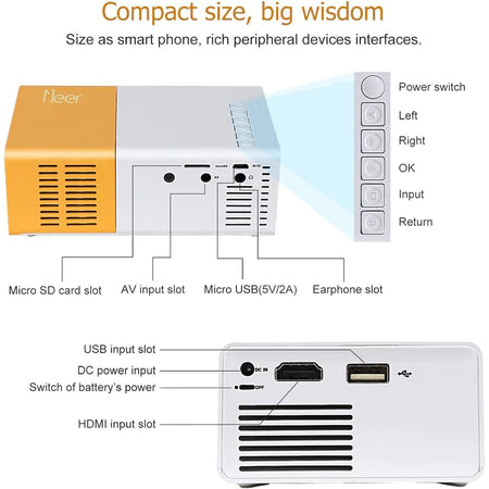 Mini Projetor Portátil Led 1080p 600 Lúmens Hdmi YG300 Envio Imediato
